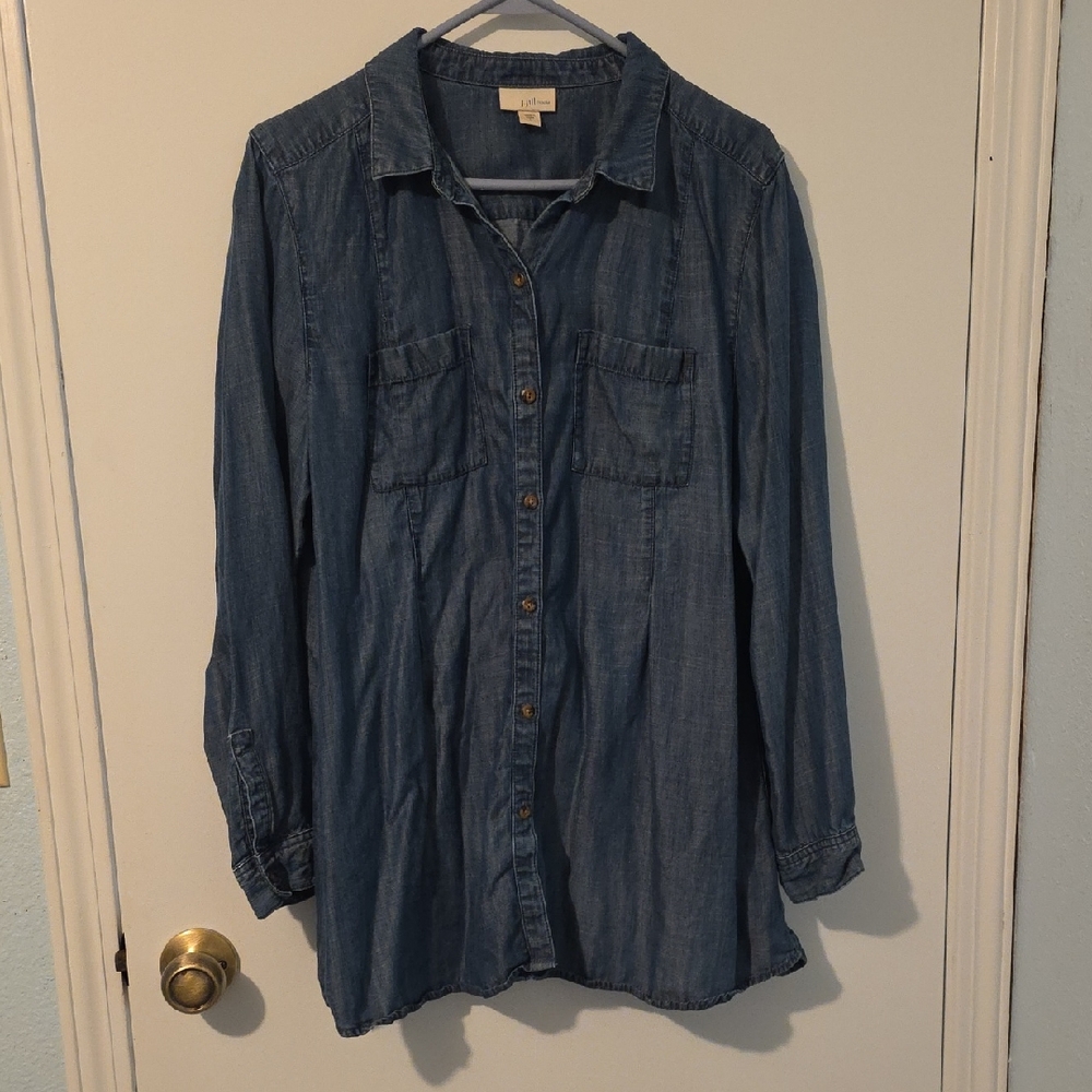 J. Jill Dark Blue Denim Shirt, L